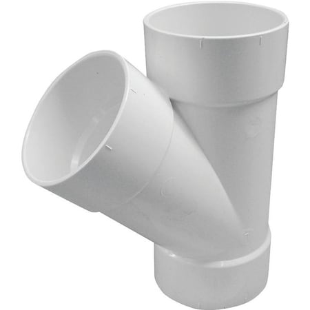 CANPLAS Sewer Pipe Wye, 6 X 6 X 4 In, Hub, PVC, White, SCH 40 Schedule